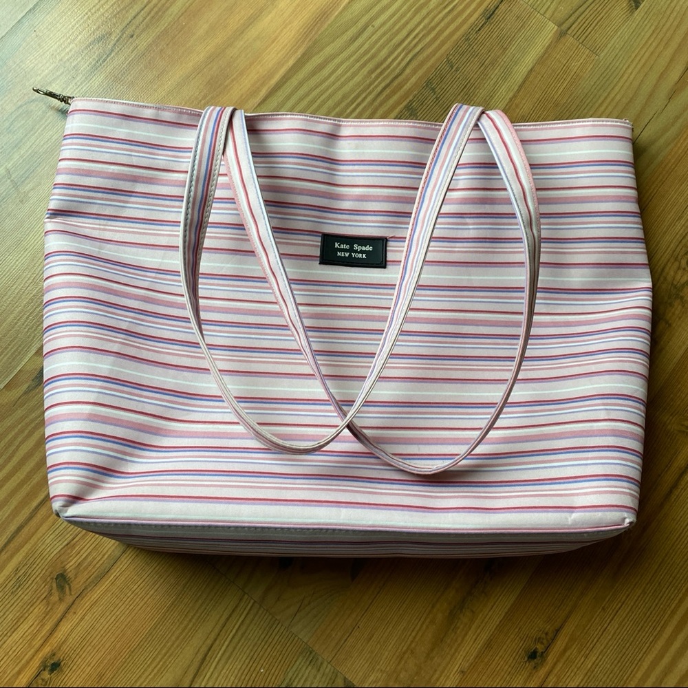 Kate Spade Pink Striped Nylon Tote